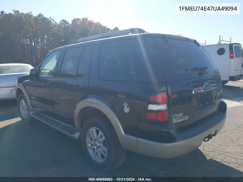 2007 Ford Explorer Eddie Bauer VIN: 1FMEU74E47UA49094 Lot: 40659862