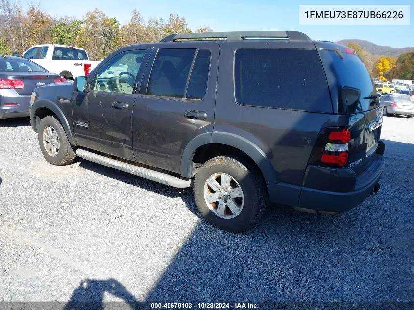 2007 Ford Explorer Xlt VIN: 1FMEU73E87UB66226 Lot: 40670103