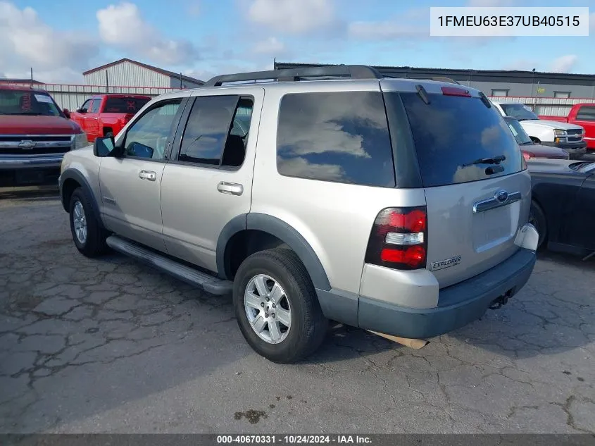 2007 Ford Explorer Xlt VIN: 1FMEU63E37UB40515 Lot: 40670331