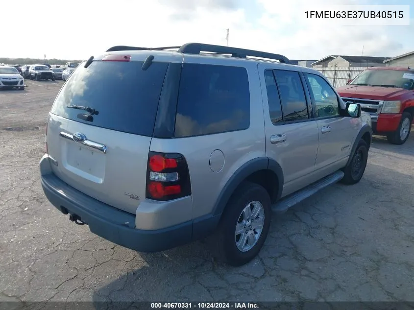 2007 Ford Explorer Xlt VIN: 1FMEU63E37UB40515 Lot: 40670331