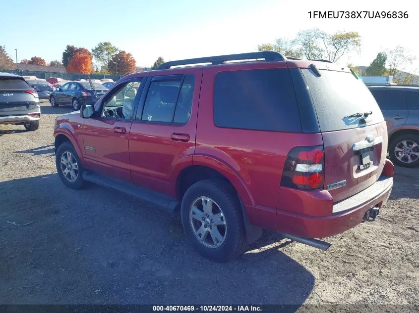 2007 Ford Explorer Xlt VIN: 1FMEU738X7UA96836 Lot: 40670469