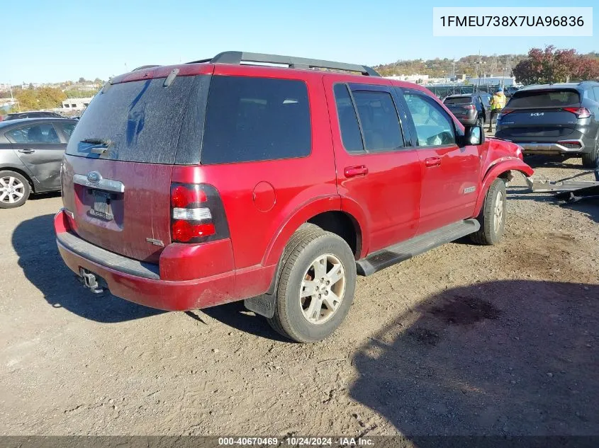 2007 Ford Explorer Xlt VIN: 1FMEU738X7UA96836 Lot: 40670469