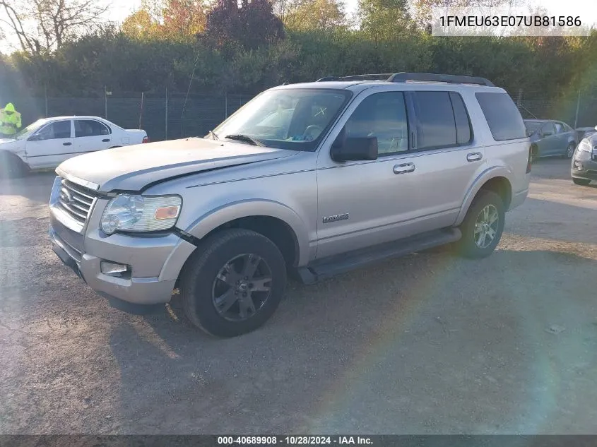 2007 Ford Explorer Xlt VIN: 1FMEU63E07UB81586 Lot: 40689908