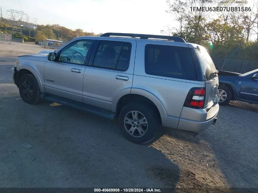 2007 Ford Explorer Xlt VIN: 1FMEU63E07UB81586 Lot: 40689908