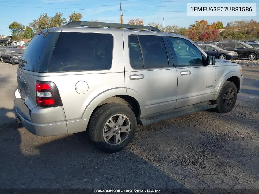 2007 Ford Explorer Xlt VIN: 1FMEU63E07UB81586 Lot: 40689908