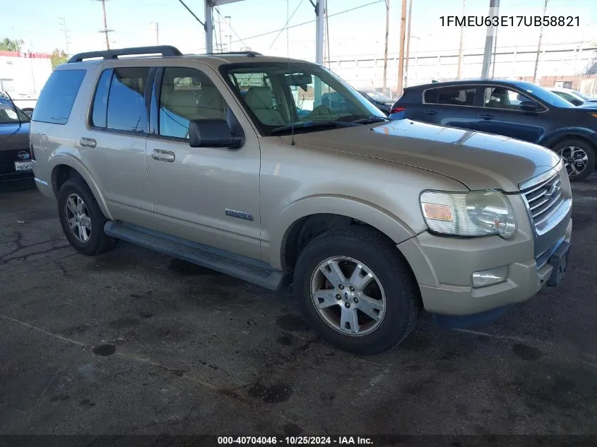 2007 Ford Explorer Xlt VIN: 1FMEU63E17UB58821 Lot: 40704046