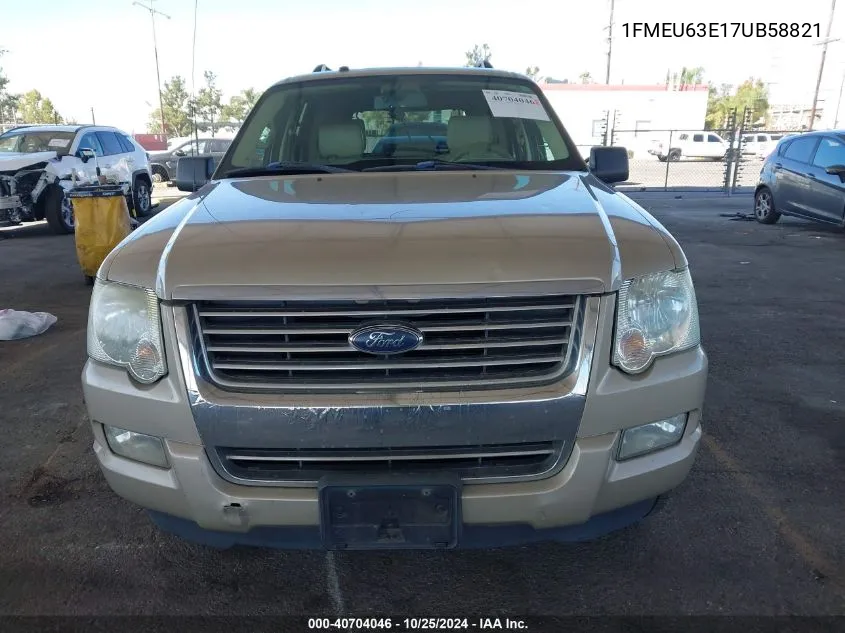 2007 Ford Explorer Xlt VIN: 1FMEU63E17UB58821 Lot: 40704046