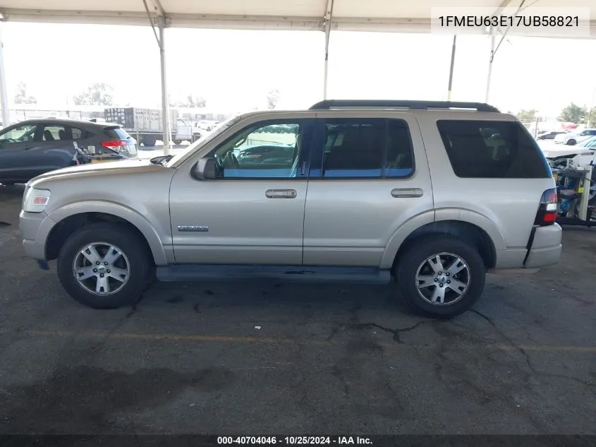 2007 Ford Explorer Xlt VIN: 1FMEU63E17UB58821 Lot: 40704046