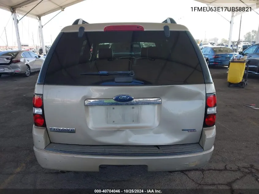 2007 Ford Explorer Xlt VIN: 1FMEU63E17UB58821 Lot: 40704046