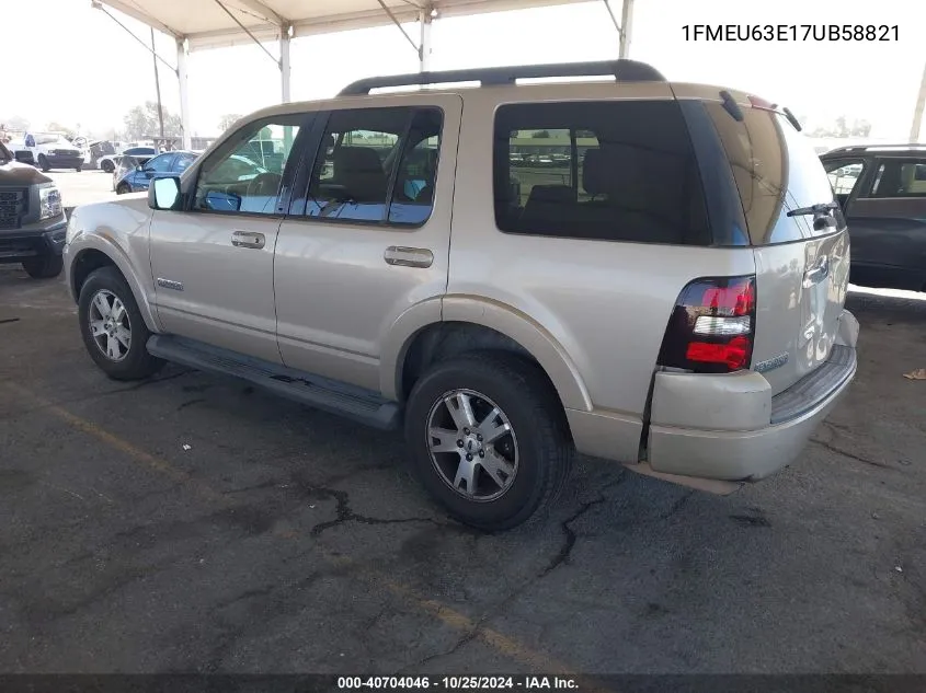 2007 Ford Explorer Xlt VIN: 1FMEU63E17UB58821 Lot: 40704046