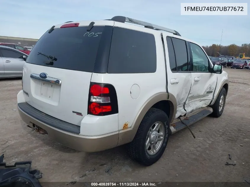 2007 Ford Explorer Eddie Bauer VIN: 1FMEU74E07UB77672 Lot: 40839754