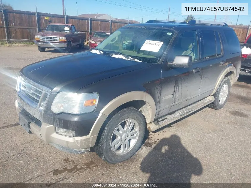 2007 Ford Explorer Eddie Bauer VIN: 1FMEU74E57UB74542 Lot: 40913324