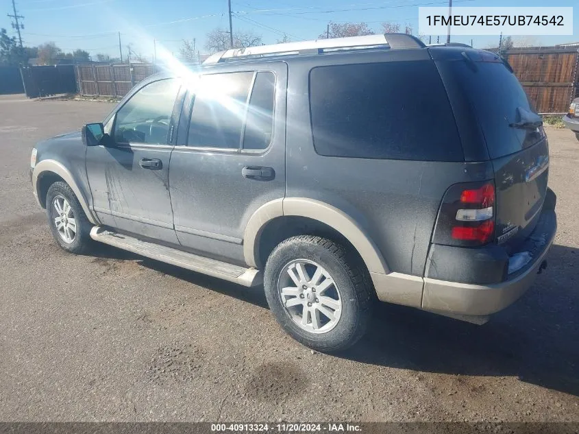 2007 Ford Explorer Eddie Bauer VIN: 1FMEU74E57UB74542 Lot: 40913324