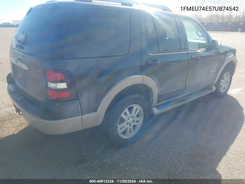 2007 Ford Explorer Eddie Bauer VIN: 1FMEU74E57UB74542 Lot: 40913324