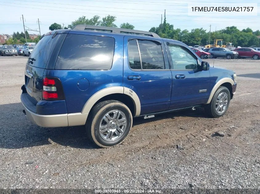 2008 Ford Explorer Eddie Bauer VIN: 1FMEU74E58UA21757 Lot: 39703945