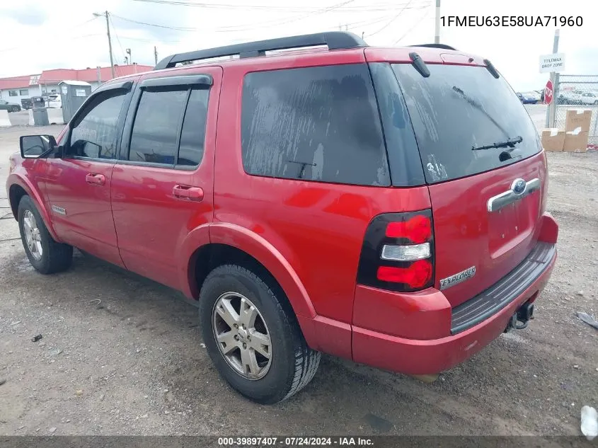 2008 Ford Explorer Xlt VIN: 1FMEU63E58UA71960 Lot: 39897407