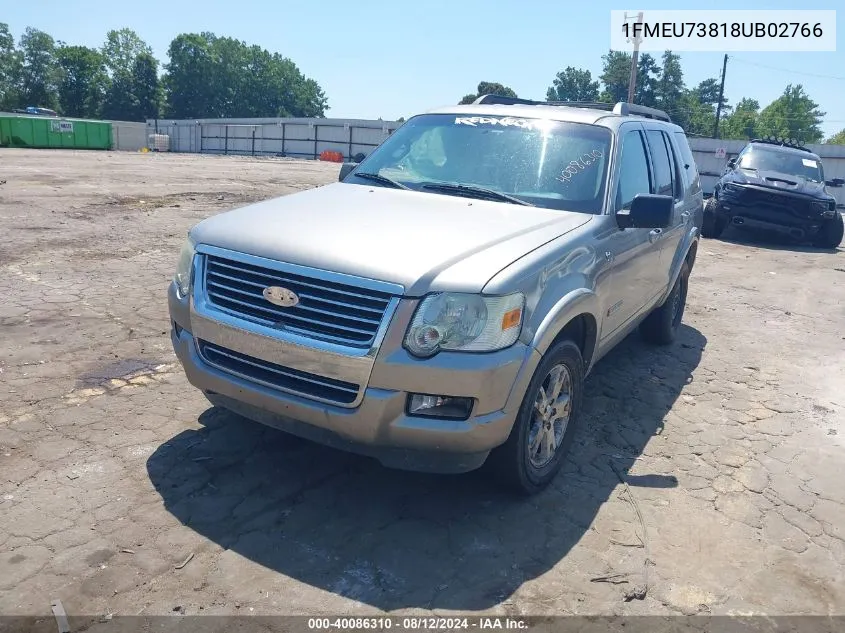 2008 Ford Explorer Xlt VIN: 1FMEU73818UB02766 Lot: 40086310