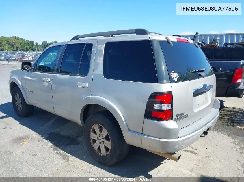 2008 Ford Explorer Xlt VIN: 1FMEU63E08UA77505 Lot: 40195437