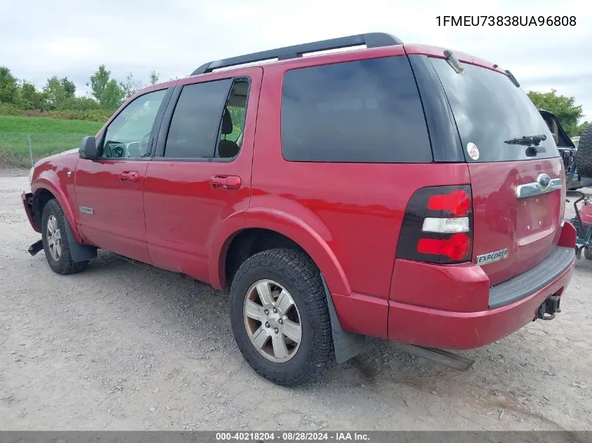 2008 Ford Explorer Xlt VIN: 1FMEU73838UA96808 Lot: 40218204