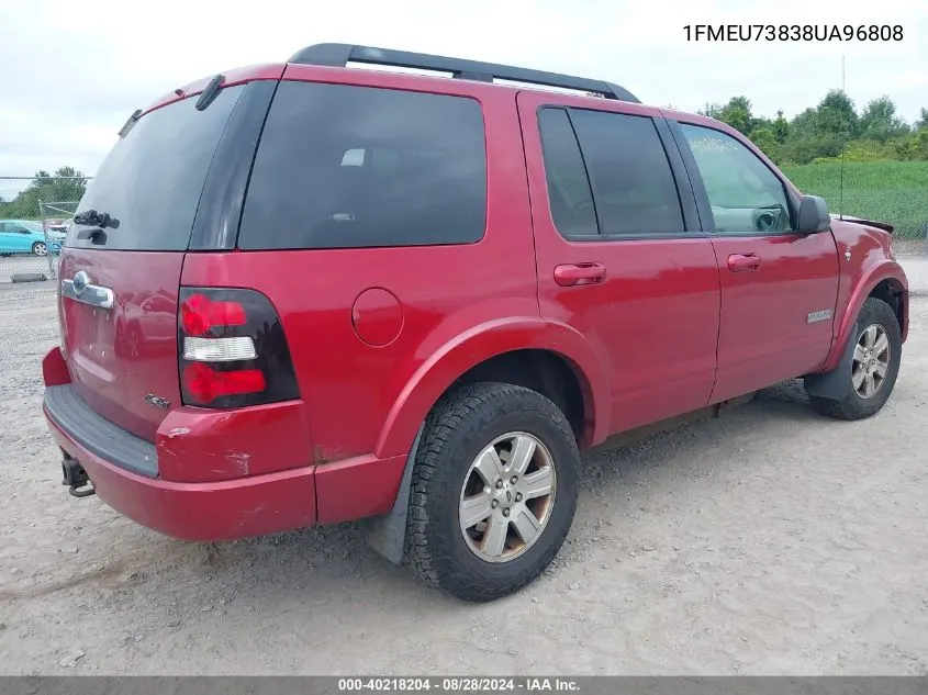 2008 Ford Explorer Xlt VIN: 1FMEU73838UA96808 Lot: 40218204