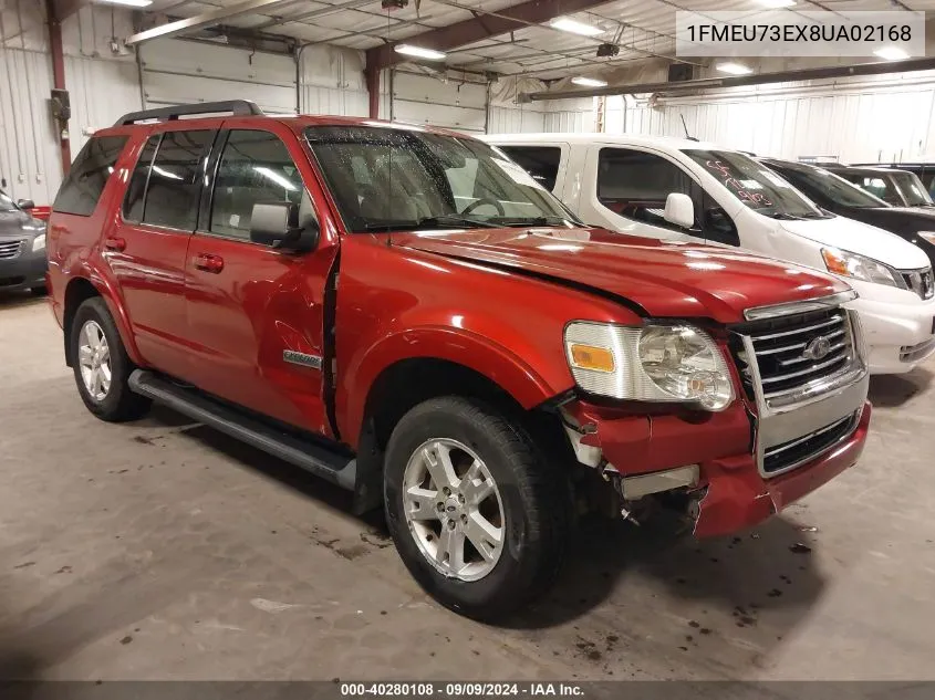 2008 Ford Explorer Xlt VIN: 1FMEU73EX8UA02168 Lot: 40280108