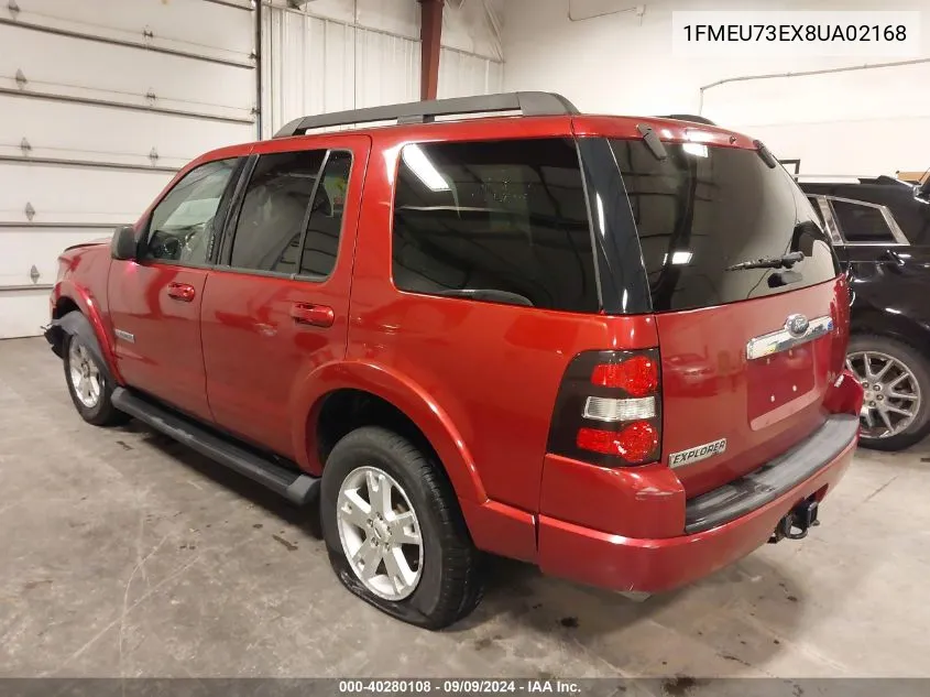 2008 Ford Explorer Xlt VIN: 1FMEU73EX8UA02168 Lot: 40280108