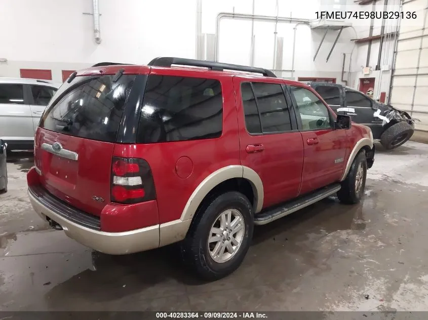 2008 Ford Explorer Eddie Bauer VIN: 1FMEU74E98UB29136 Lot: 40283364