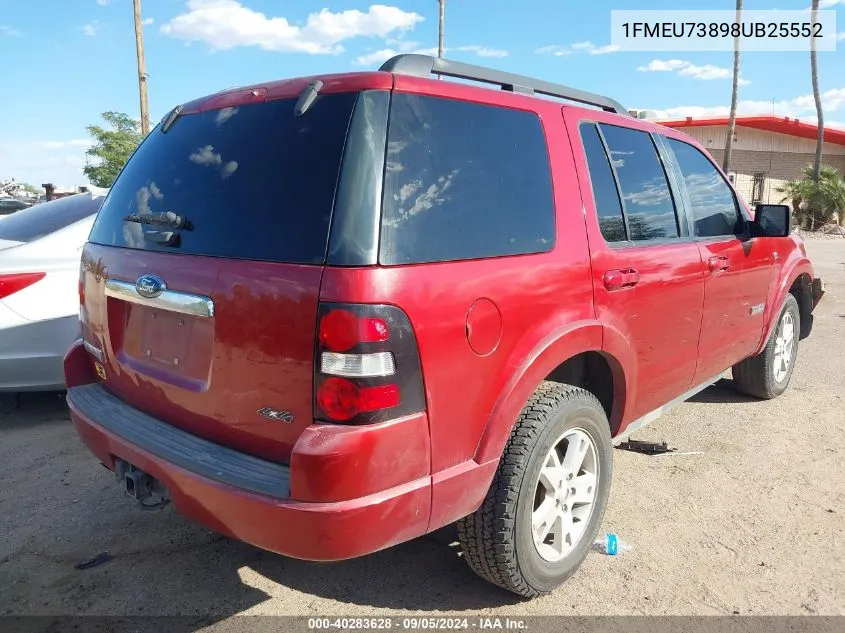 2008 Ford Explorer Xlt VIN: 1FMEU73898UB25552 Lot: 40283628