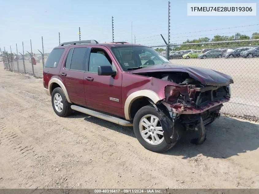 2008 Ford Explorer Eddie Bauer VIN: 1FMEU74E28UB19306 Lot: 40316417