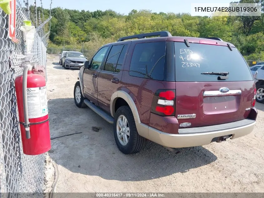 2008 Ford Explorer Eddie Bauer VIN: 1FMEU74E28UB19306 Lot: 40316417