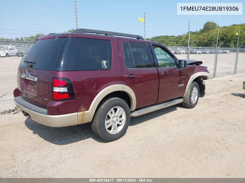 2008 Ford Explorer Eddie Bauer VIN: 1FMEU74E28UB19306 Lot: 40316417