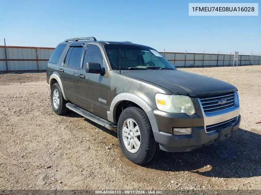 2008 Ford Explorer Eddie Bauer VIN: 1FMEU74E08UA16028 Lot: 40356133