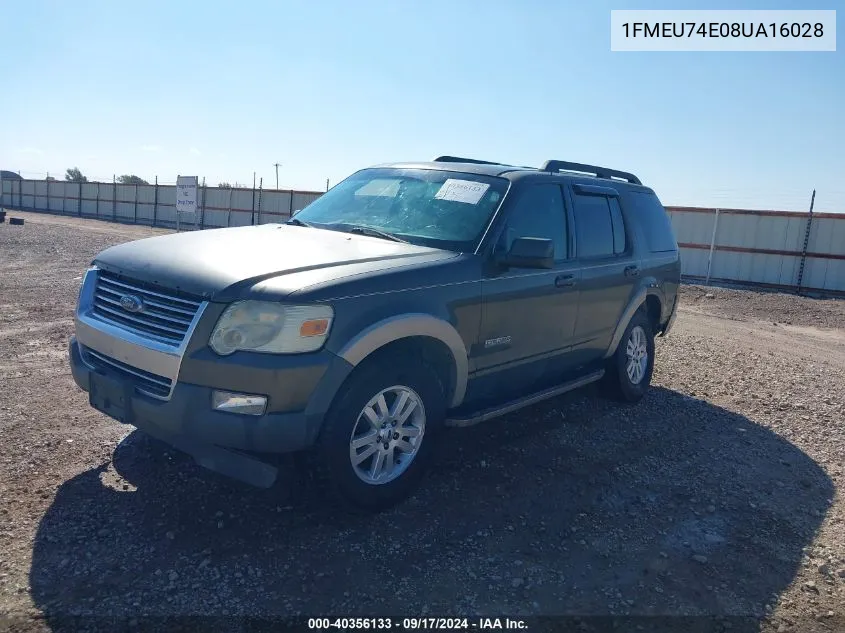 2008 Ford Explorer Eddie Bauer VIN: 1FMEU74E08UA16028 Lot: 40356133