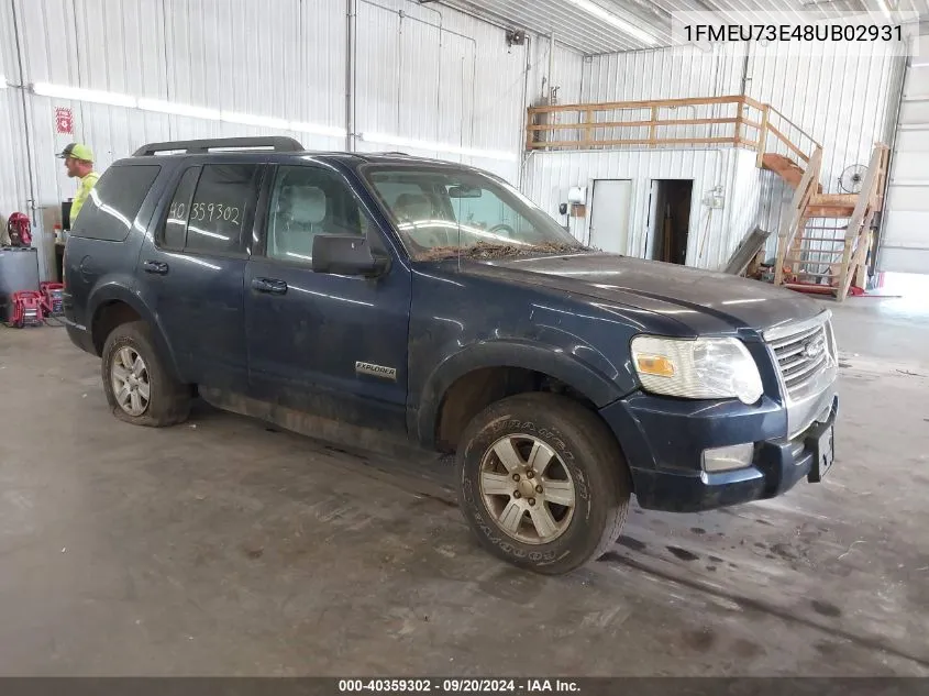 2008 Ford Explorer Xlt VIN: 1FMEU73E48UB02931 Lot: 40359302