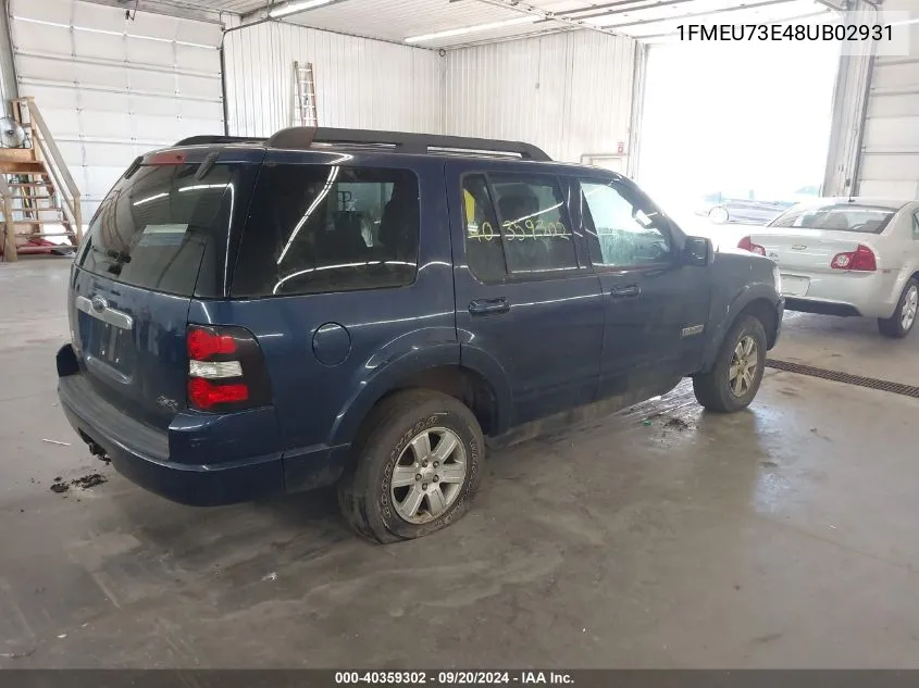 2008 Ford Explorer Xlt VIN: 1FMEU73E48UB02931 Lot: 40359302