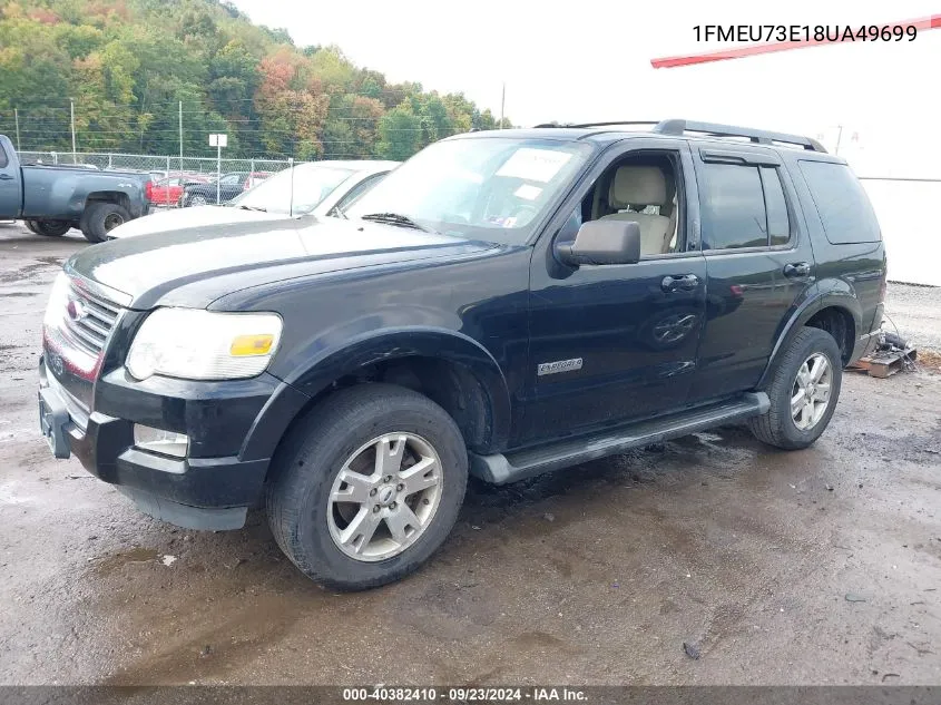 2008 Ford Explorer Xlt VIN: 1FMEU73E18UA49699 Lot: 40382410