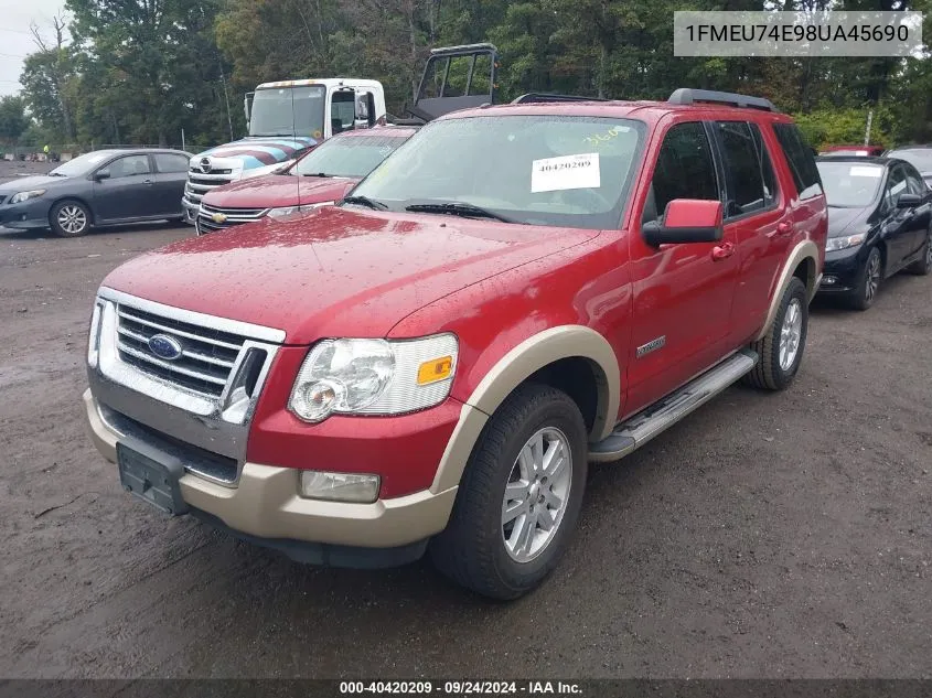 2008 Ford Explorer Eddie Bauer VIN: 1FMEU74E98UA45690 Lot: 40420209