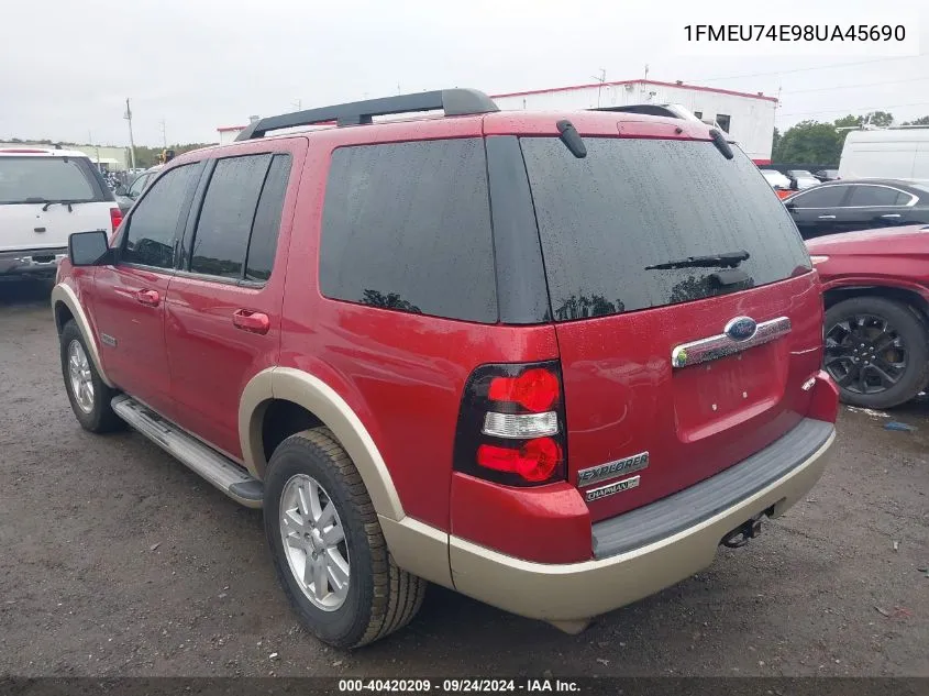 2008 Ford Explorer Eddie Bauer VIN: 1FMEU74E98UA45690 Lot: 40420209