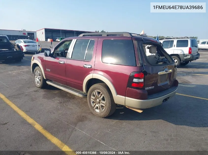 2008 Ford Explorer Eddie Bauer VIN: 1FMEU64E78UA39686 Lot: 40515366