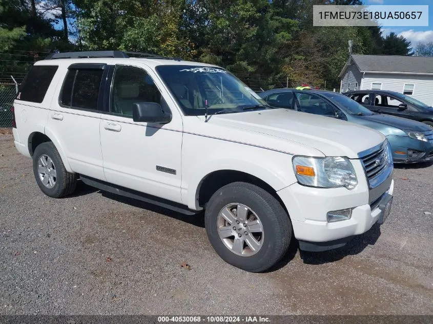 2008 Ford Explorer Xlt VIN: 1FMEU73E18UA50657 Lot: 40530068