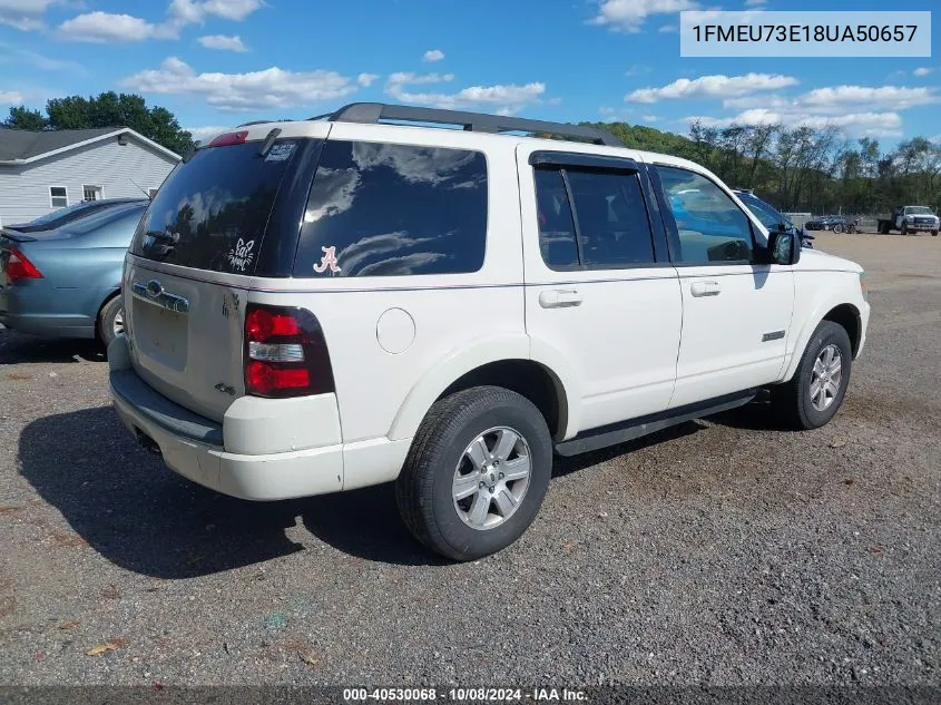 2008 Ford Explorer Xlt VIN: 1FMEU73E18UA50657 Lot: 40530068