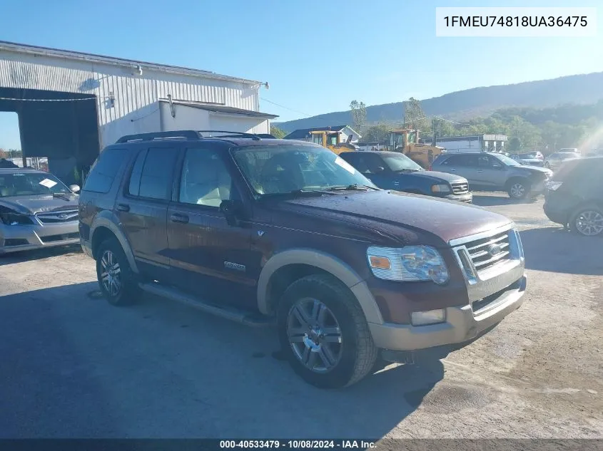 2008 Ford Explorer Eddie Bauer VIN: 1FMEU74818UA36475 Lot: 40533479