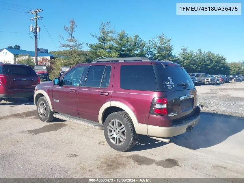 2008 Ford Explorer Eddie Bauer VIN: 1FMEU74818UA36475 Lot: 40533479