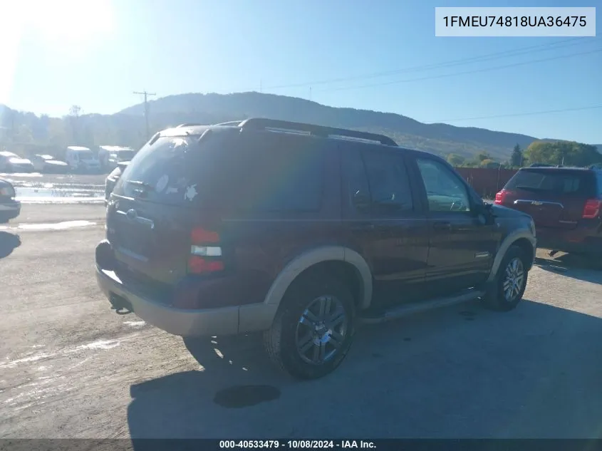 2008 Ford Explorer Eddie Bauer VIN: 1FMEU74818UA36475 Lot: 40533479