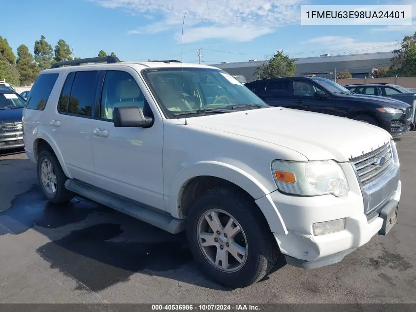 2008 Ford Explorer Xlt VIN: 1FMEU63E98UA24401 Lot: 40536986