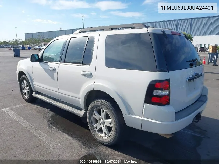 2008 Ford Explorer Xlt VIN: 1FMEU63E98UA24401 Lot: 40536986