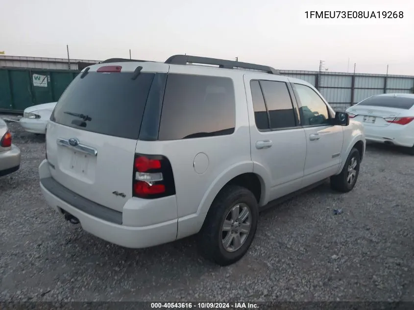 2008 Ford Explorer Xlt VIN: 1FMEU73E08UA19268 Lot: 40543616