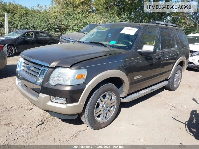 2008 Ford Explorer Eddie Bauer VIN: 1FMEU64E68UA89981 Lot: 40546042