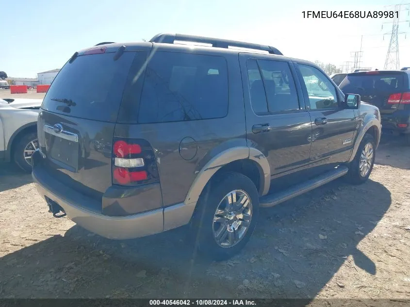 2008 Ford Explorer Eddie Bauer VIN: 1FMEU64E68UA89981 Lot: 40546042