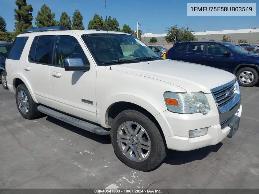 2008 Ford Explorer Limited VIN: 1FMEU75E58UB03549 Lot: 40547933